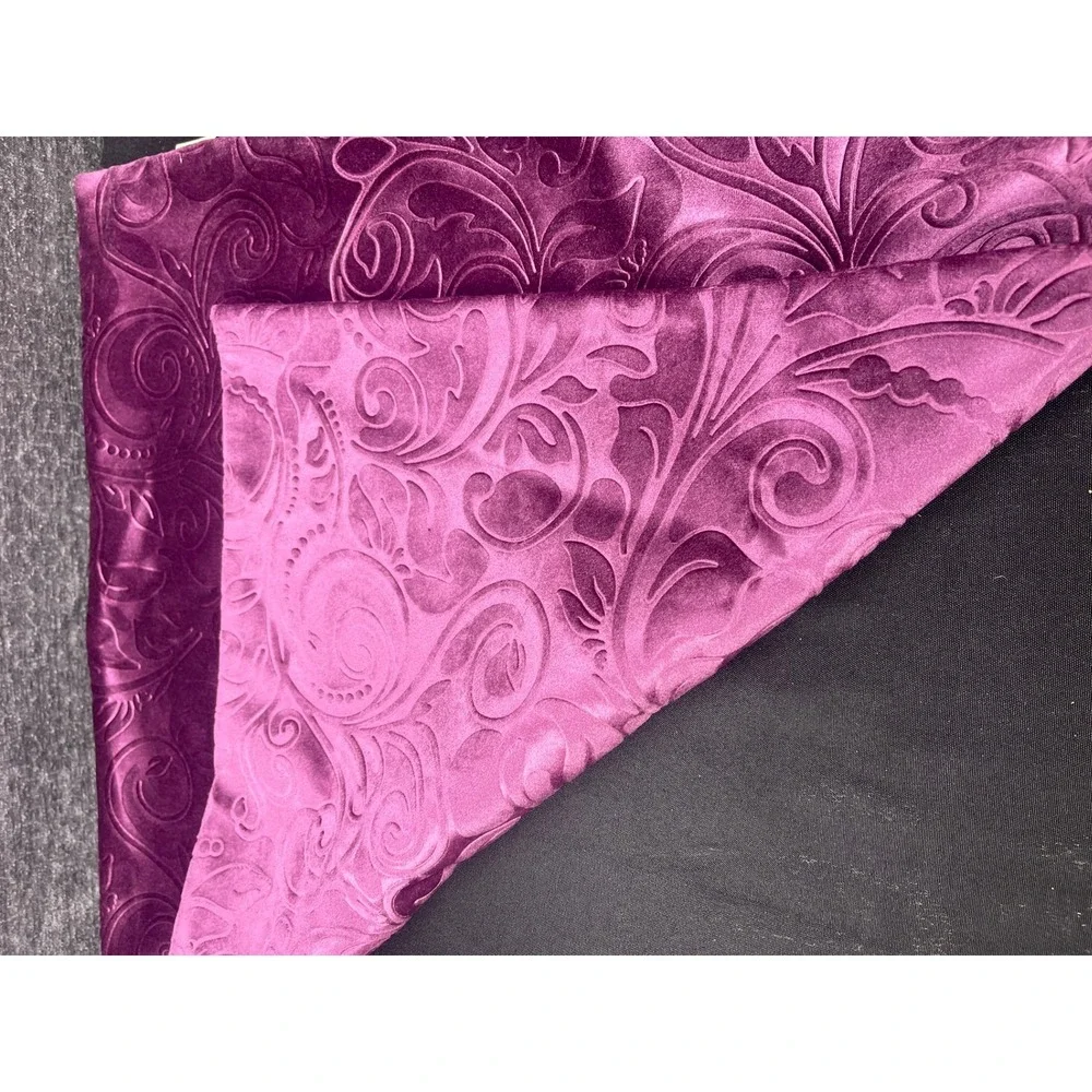 TangDepot Purple Embossed Velvet Damask Floral Throw Pillow Cover 22x22 Square